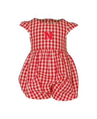 Garb - Baby Girls Scarlet Nebraska Huskers Cara Gingham Ruffled Bodysuit