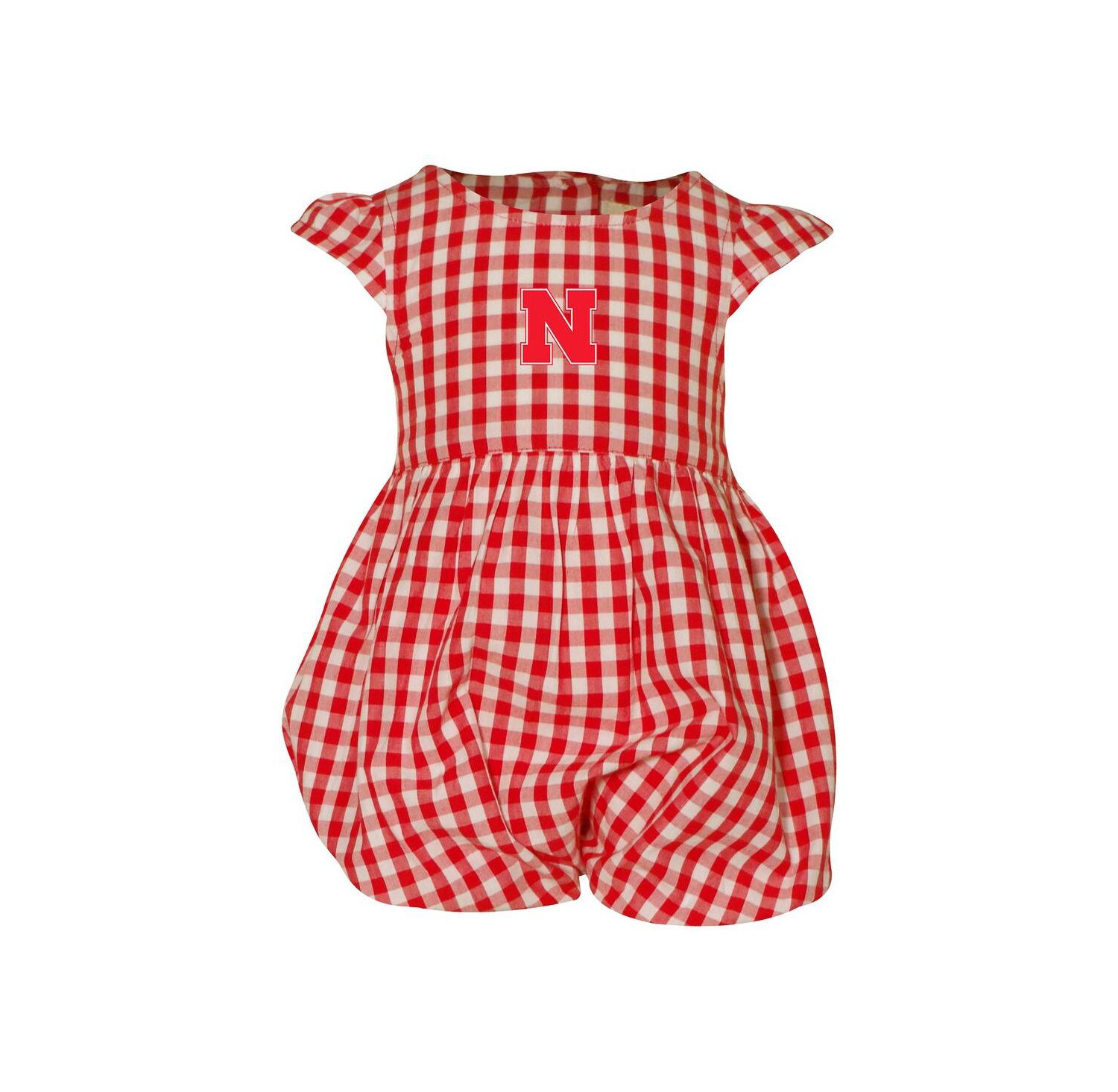 Baby Girls Scarlet Nebraska Huskers Cara Gingham Ruffled Bodysuit