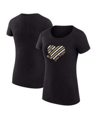 G-III 4Her by Carl Banks - Women's Black Vegas Golden Knights Super-Slim Fit Lightweight Heart T-Shirt