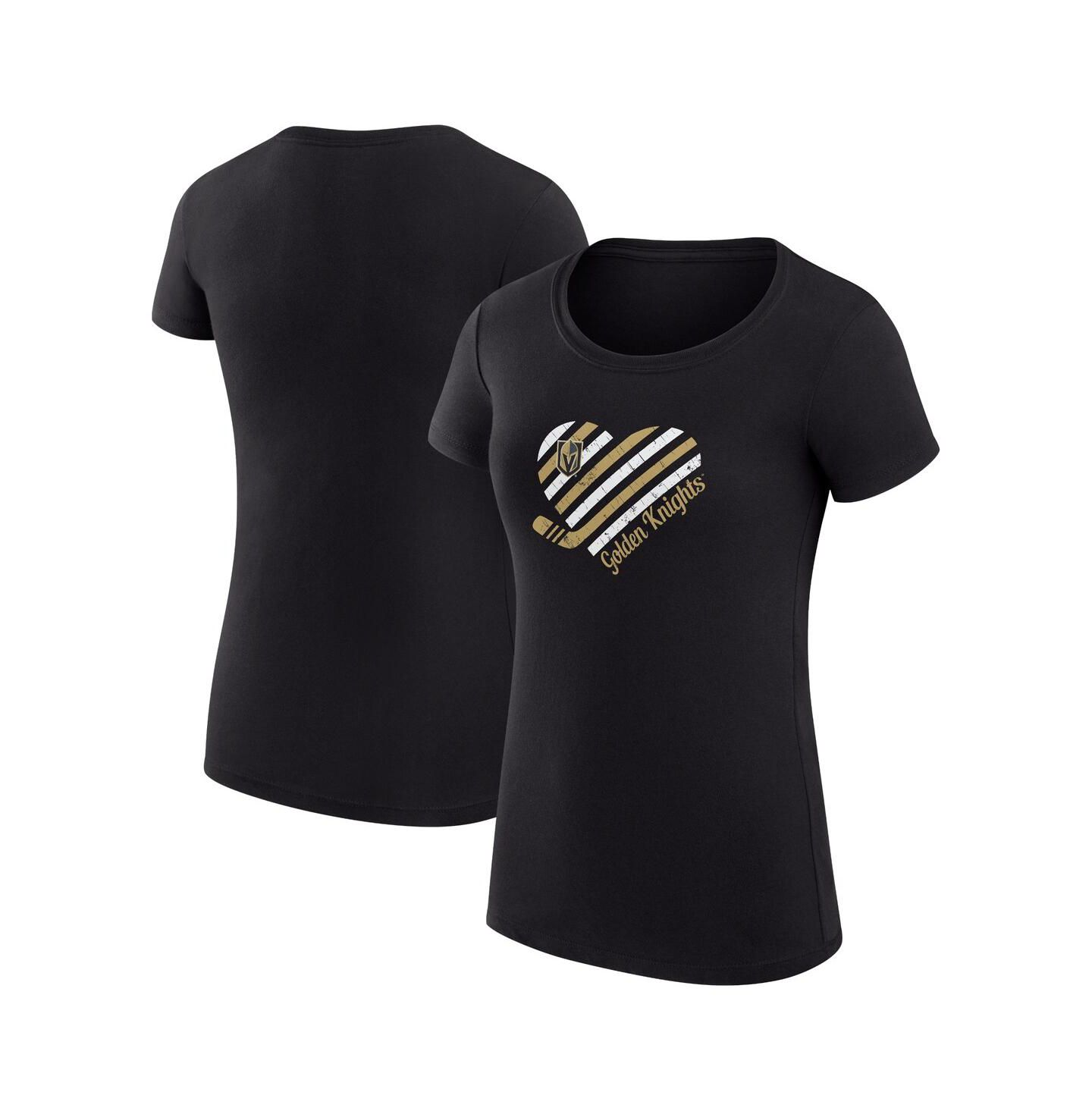 Женская футболка G-III 4Her by Carl Banks Black Vegas Golden Knights Super-Slim Fit Lightweight Heart — фото 1