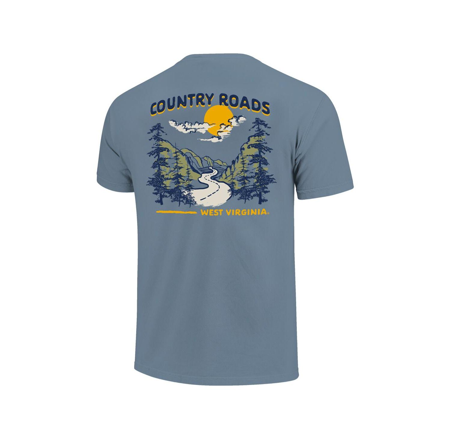 Men's and Women's Blue West Virginia Mountaineers Hyper Local Mountain Road T-Shirt