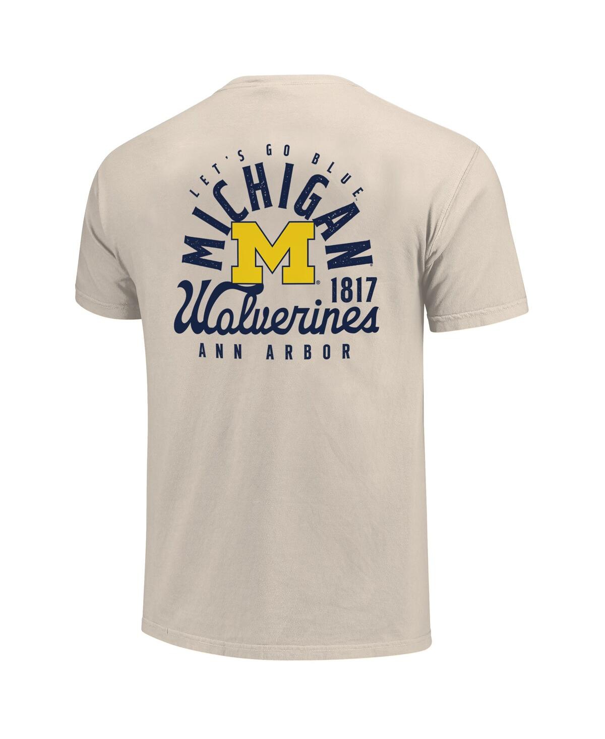 Image One Men's Cream Michigan Wolverines Big Tall Mascot Overlay Essential Pocket T-shirt In White