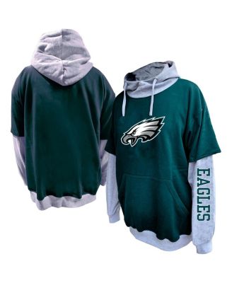 Profile - Men's Midnight Green/Heather Gray Philadelphia Eagles Big Tall Twofer Pullover Hoodie