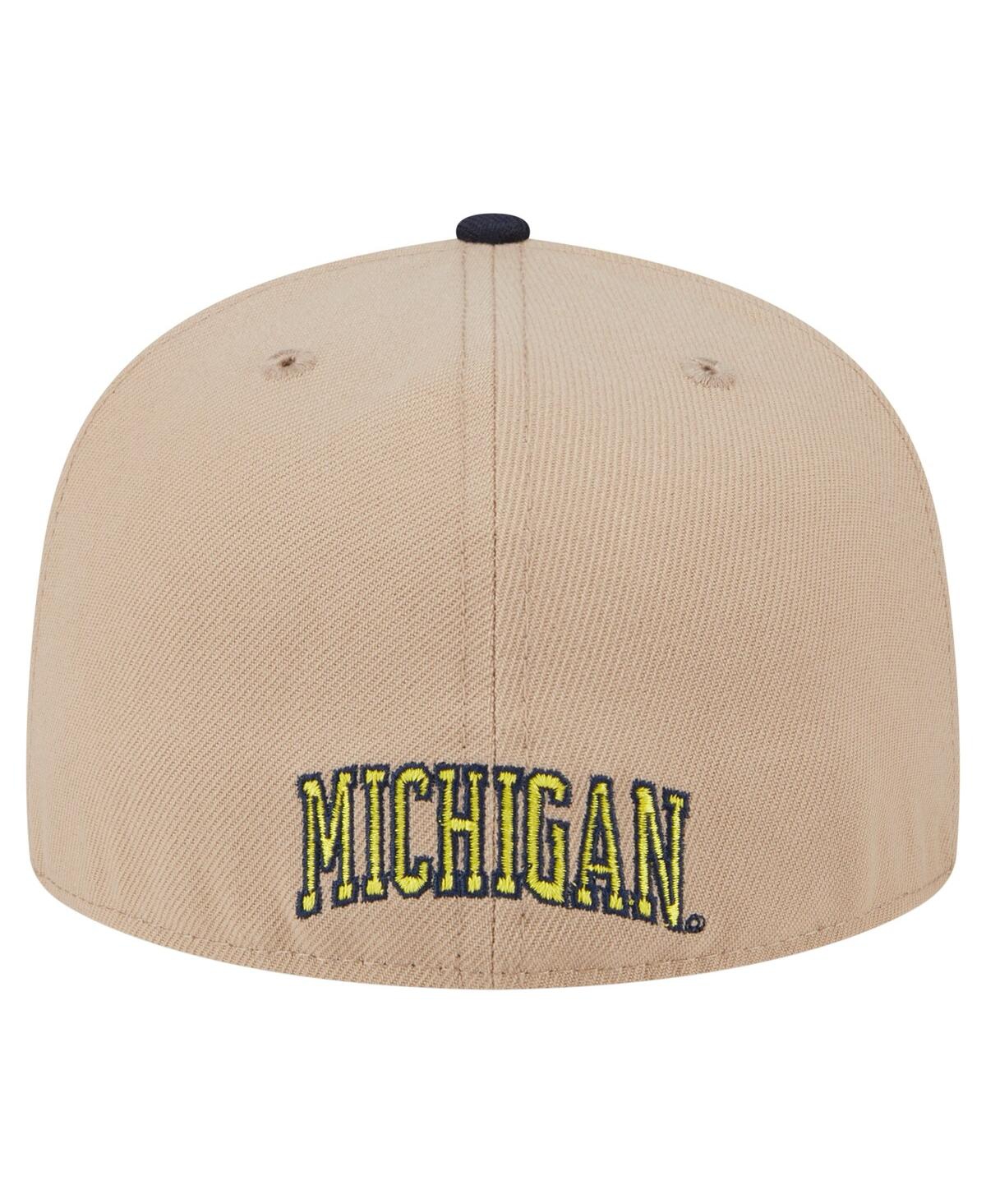 New Era Men's Khaki Michigan Wolverines Throwback Two-tone 59fifty Fitted Hat In Brown