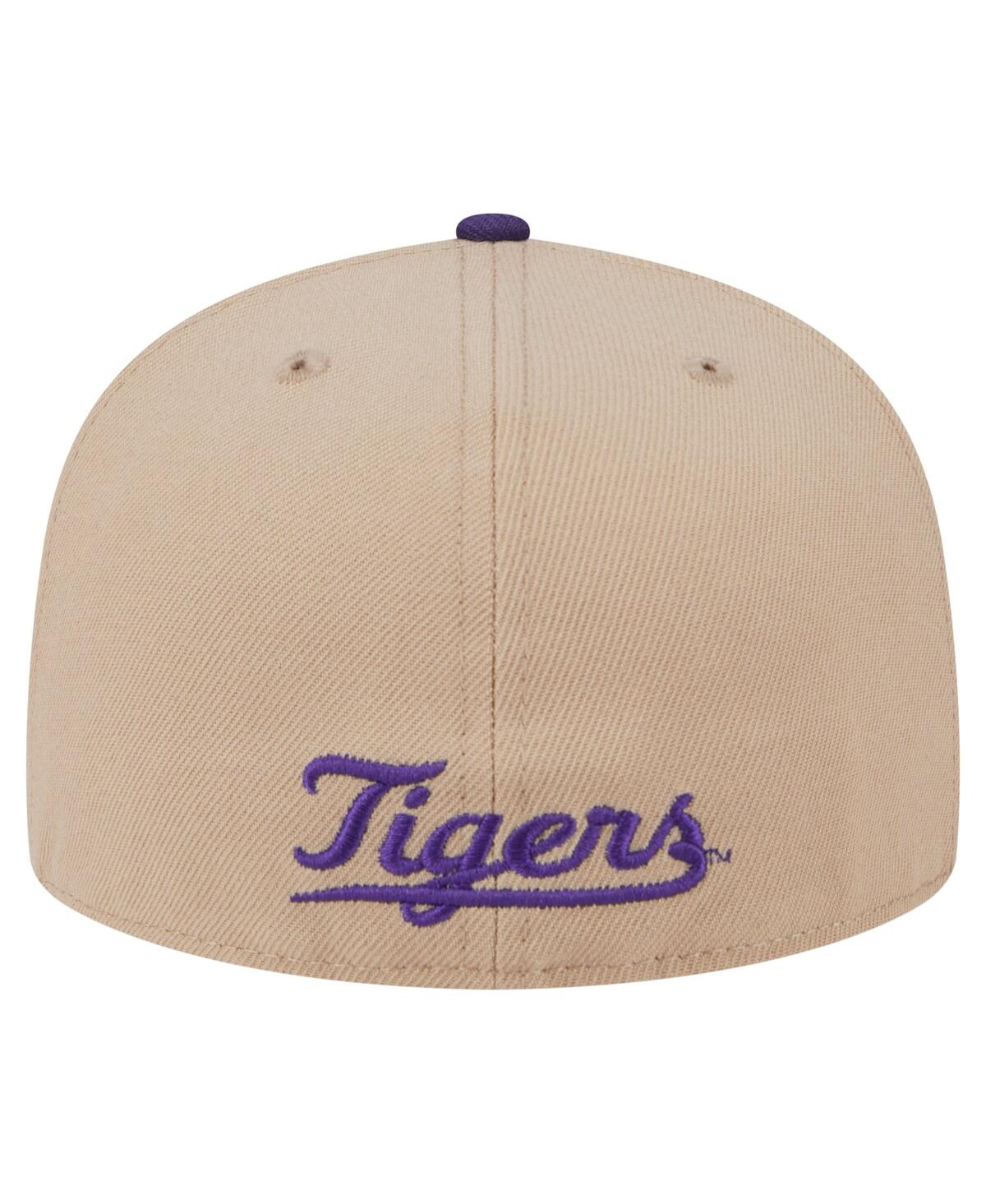New Era Men's Khaki Lsu Tigers Throwback Two-tone 59fifty Fitted Hat In Brown