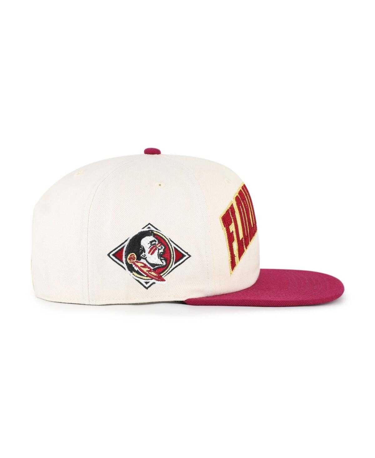 47 Brand Men's And Women's Natural Florida State Seminoles Crossover Off Hand Captain Adjustable Hat In White