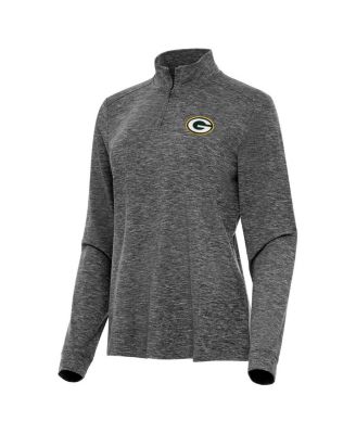 Women's Heather Black Green Bay Packers Mentor Quarter-Zip Jacket