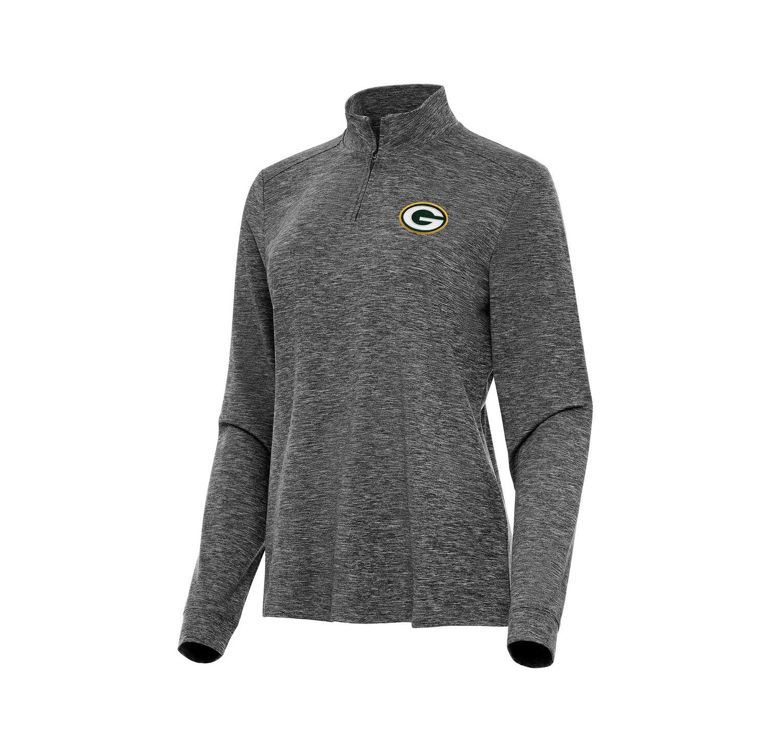 Women's Heather Black Green Bay Packers Mentor Quarter-Zip Jacket