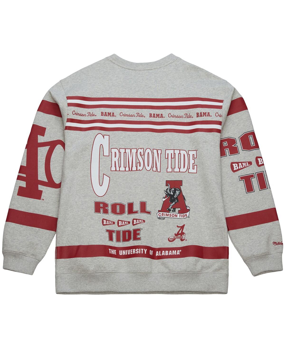 Mitchell & Ness Men's Gray Alabama Crimson Tide All Over Print Sweatshirt In Gray