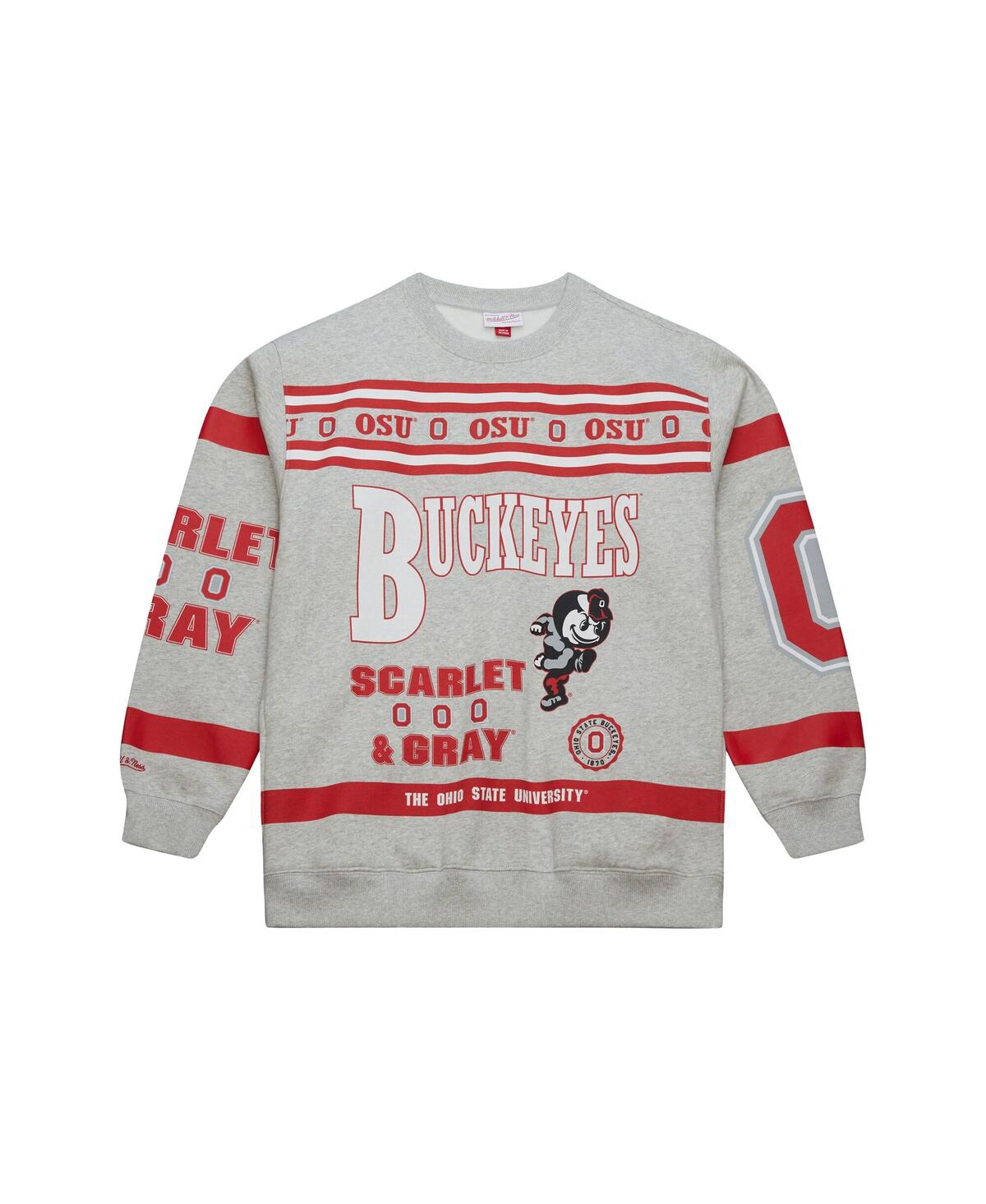 Mitchell & Ness Men's Gray Ohio State Buckeyes All Over Print Sweatshirt In Gray