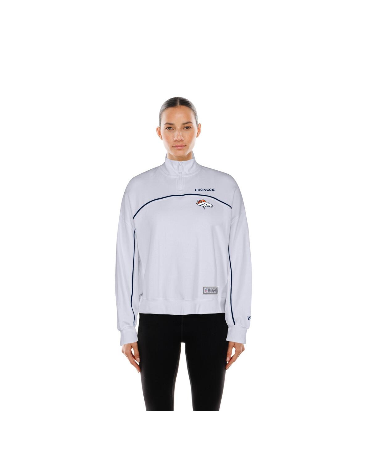 New Era Women's White Denver Broncos Functional Fandom Quarter-zip Sweatshirt In Brown