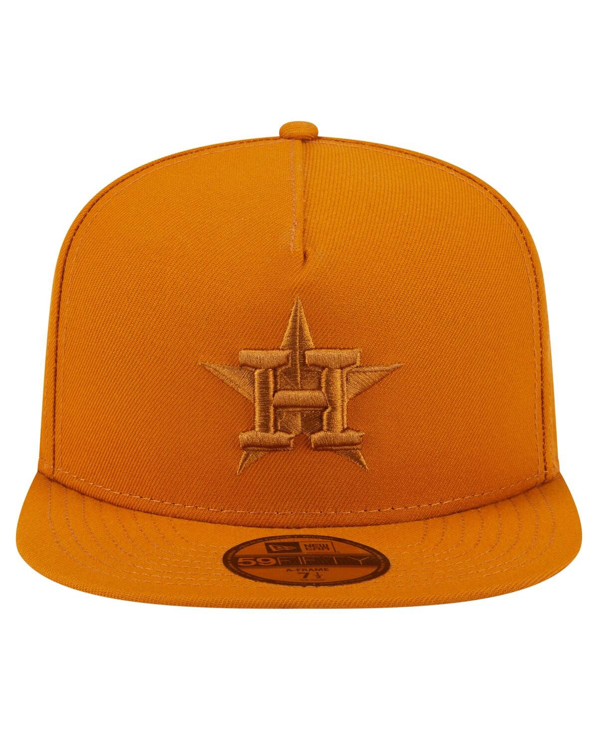 New Era Men's Orange Houston Astros Color Pack A-frame 59fifty Fitted Hat In Gold