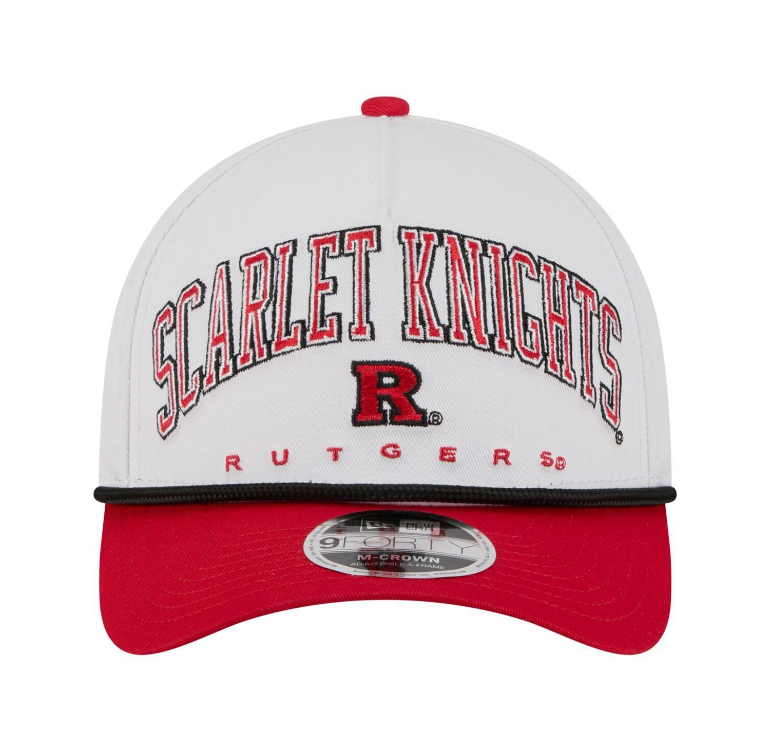 Men's White/Scarlet Rutgers Scarlet Knights Arch Two-Tone Rope 9FORTY A-Frame M-Crown Adjustable Hat
