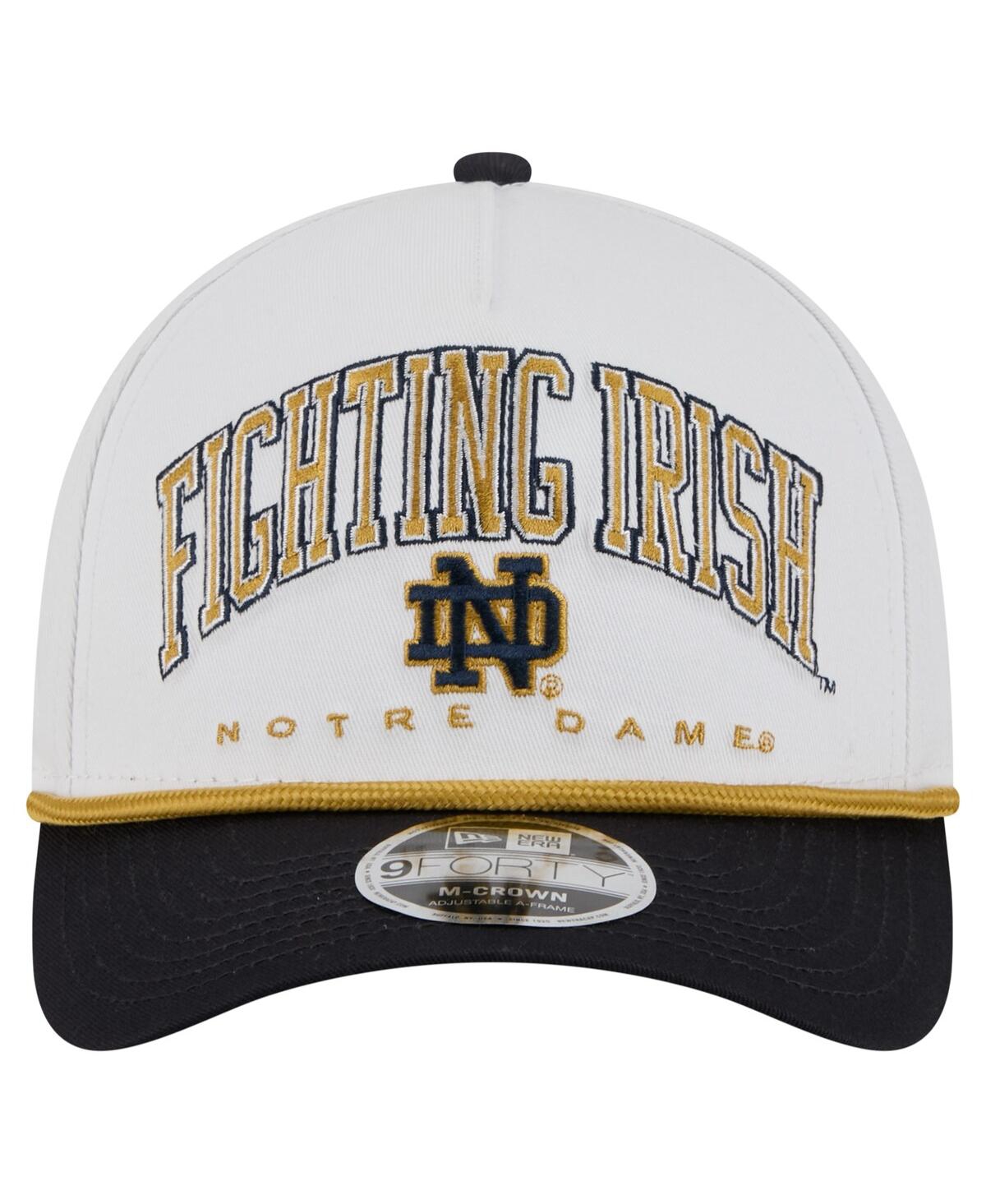 New Era Men's White/navy Notre Dame Fighting Irish Arch Two-tone Rope 9forty A-frame M-crown Adjustable Hat In White