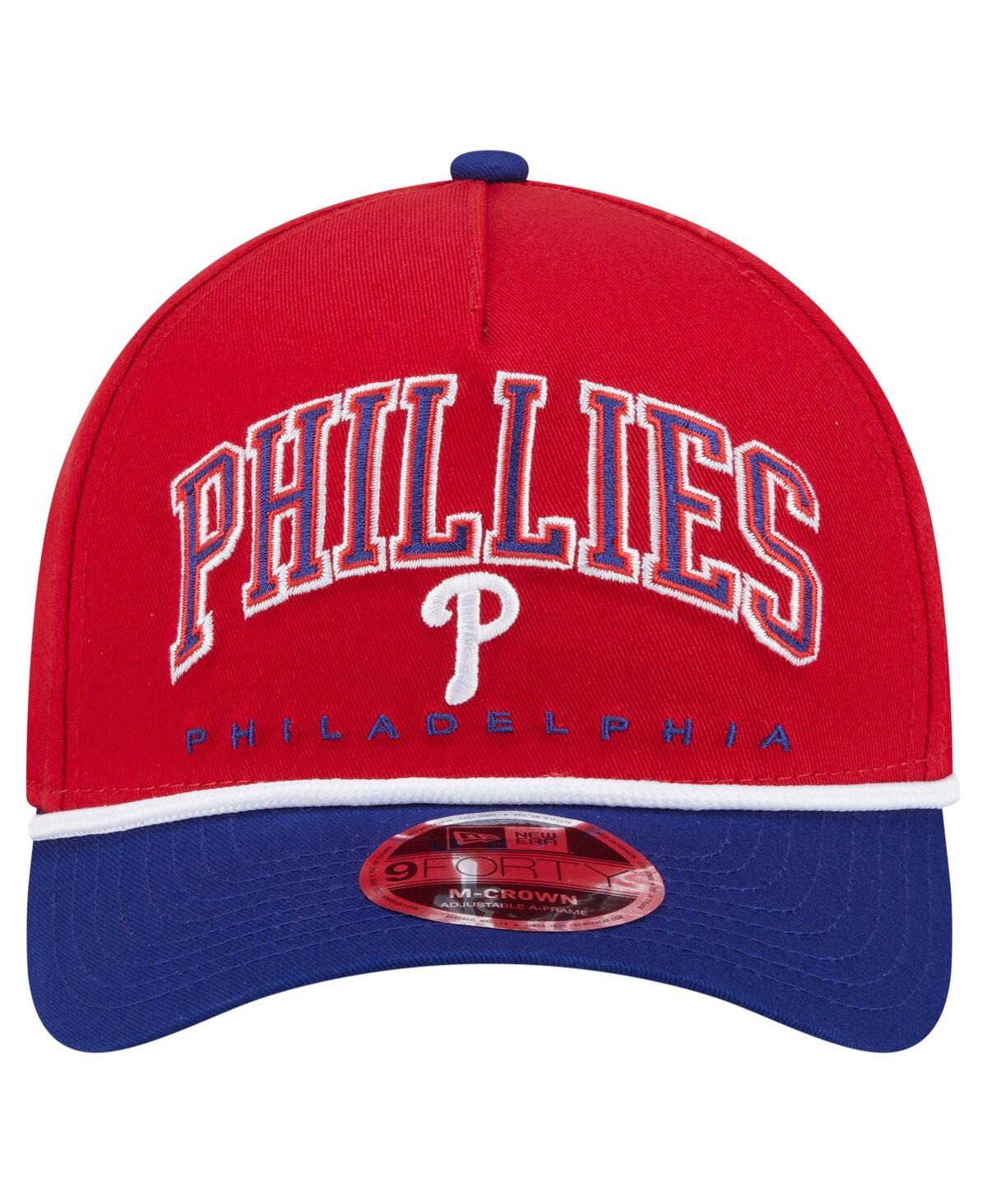 New Era Men's Red/royal Philadelphia Phillies Arch 9forty A-frame M-crown Adjustable Hat In Red
