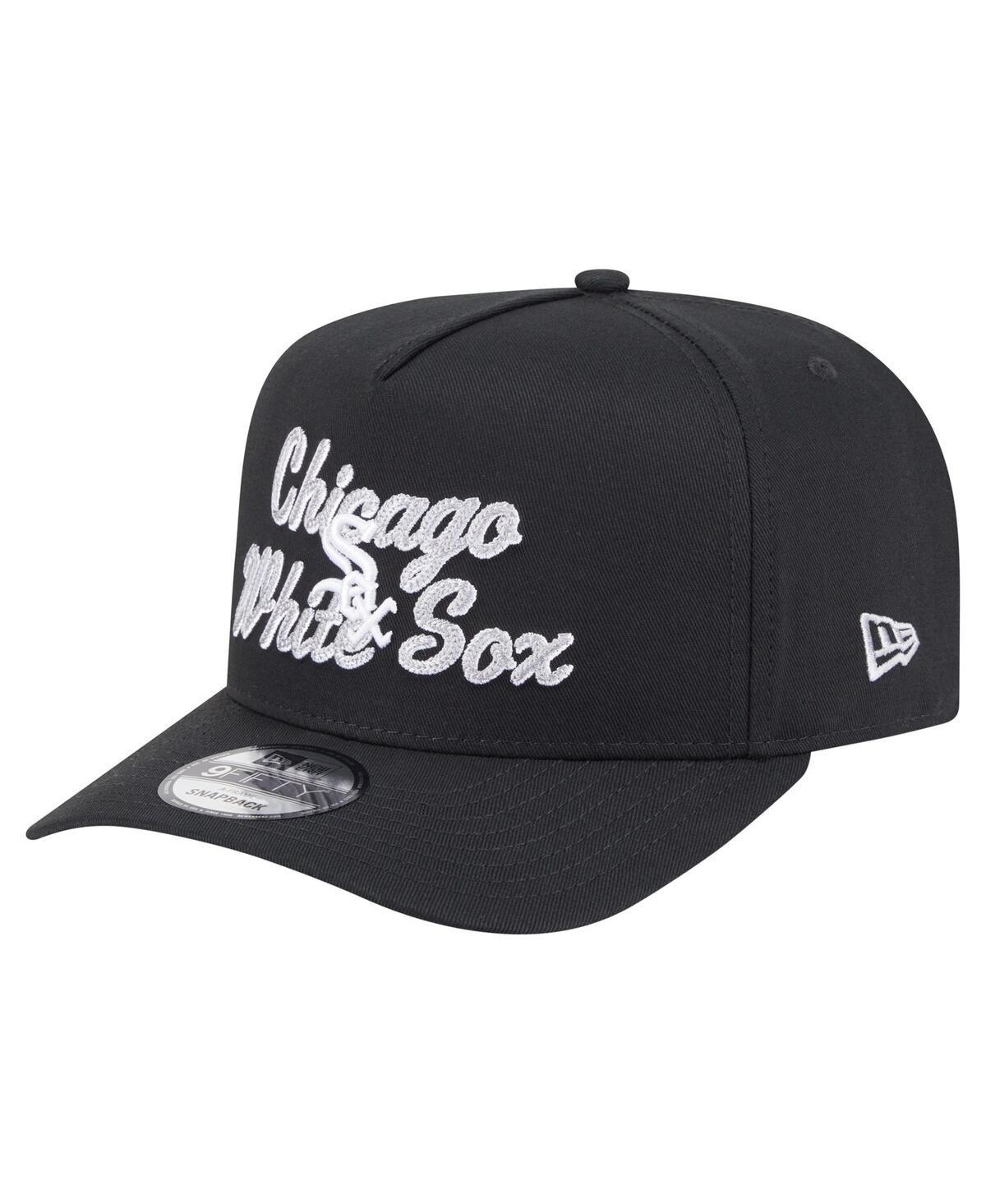 New Era Men's Black Chicago White Sox Chainstitch 9fifty A-frame Snapback Hat In Black