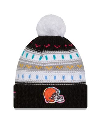 New Era - Women's Black Cleveland Browns 2025 NFL Crucial Catch Cuffed Knit with Pom Hat