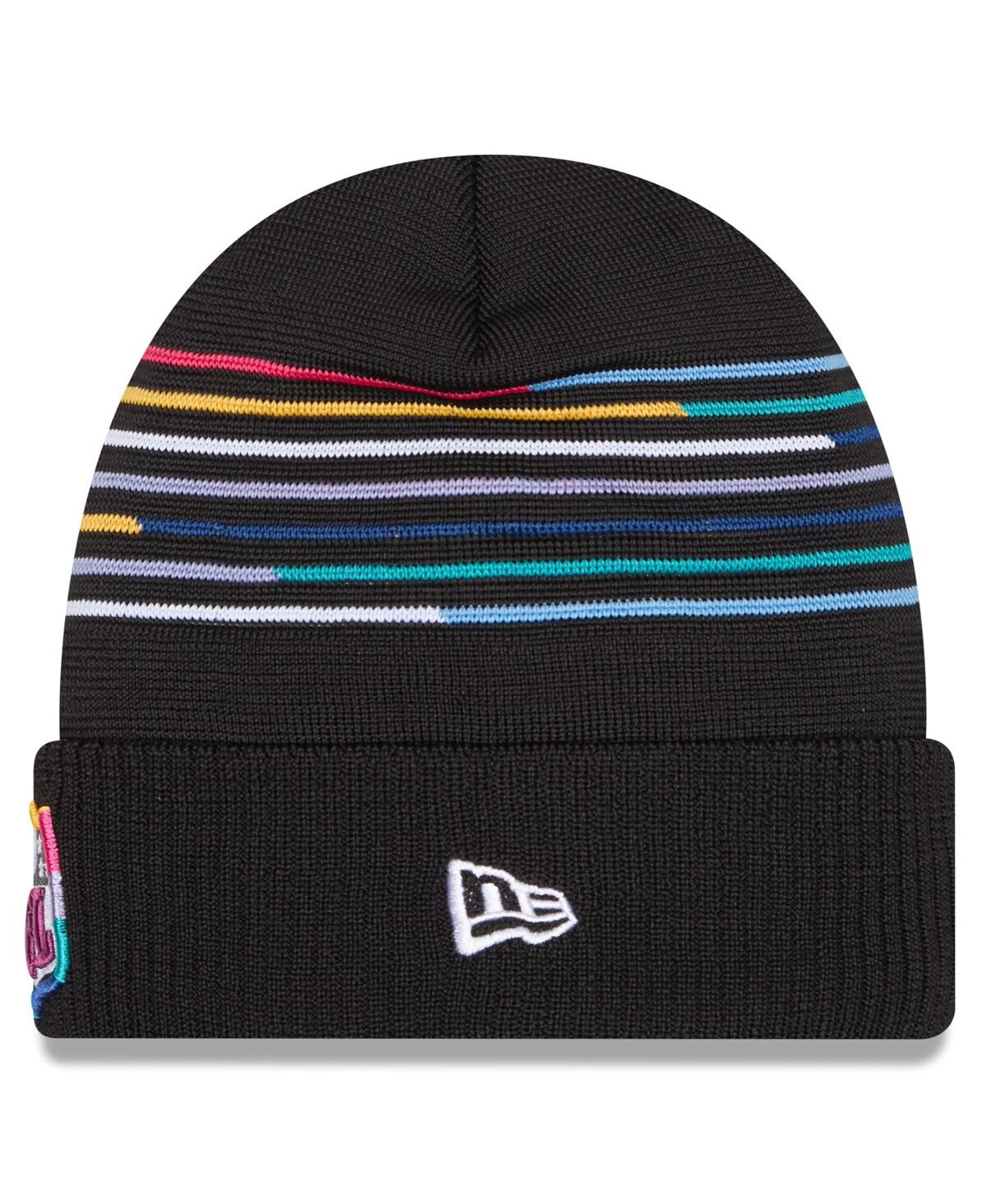 New Era Men's Black Shield Logo 2025 Nfl Crucial Catch Cuffed Knit Hat In Black