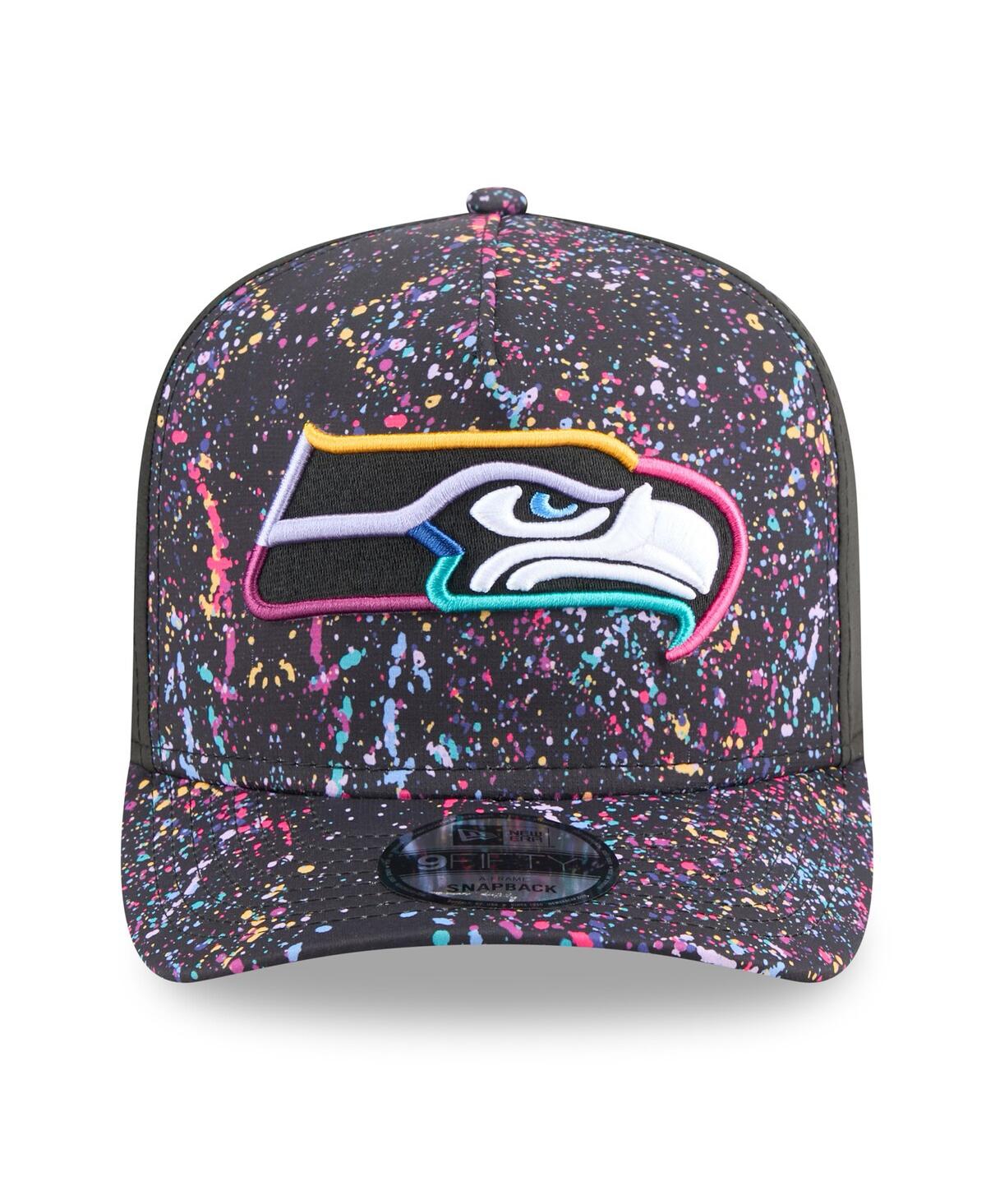 New Era Men's Black Seattle Seahawks 2025 Nfl Crucial Catch A-frame 9fifty Snapback Hat In Gray