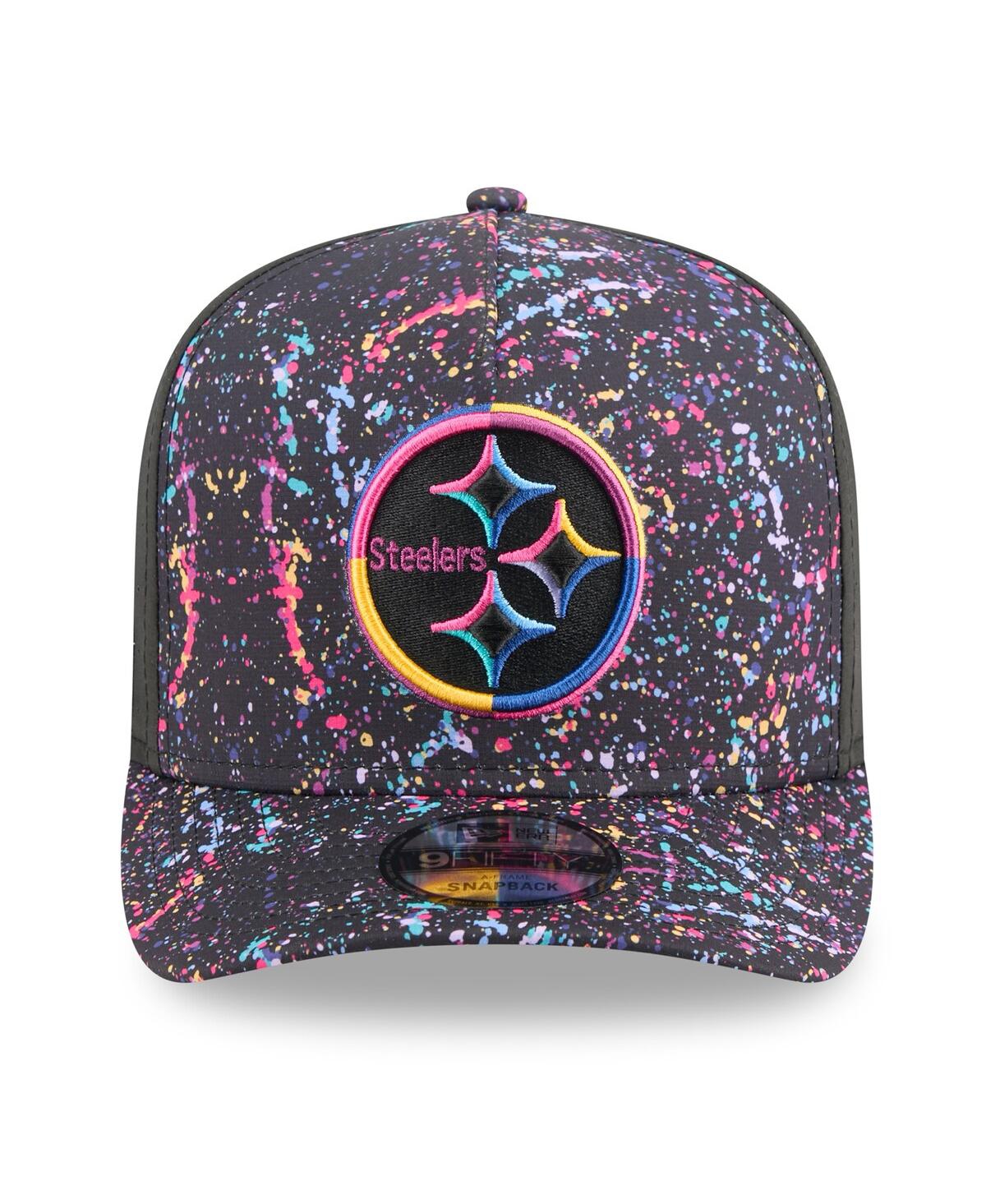 New Era Men's Black Pittsburgh Steelers 2025 Nfl Crucial Catch A-frame 9fifty Snapback Hat In Gray
