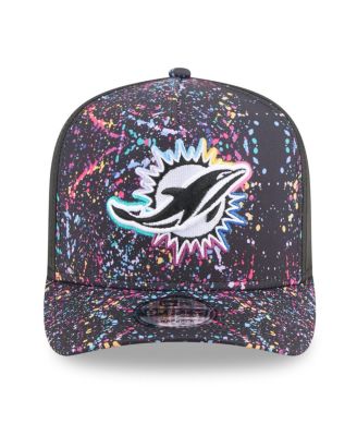 Men's Black Miami Dolphins 2025 NFL Crucial Catch A-Frame 9FIFTY Snapback Hat
