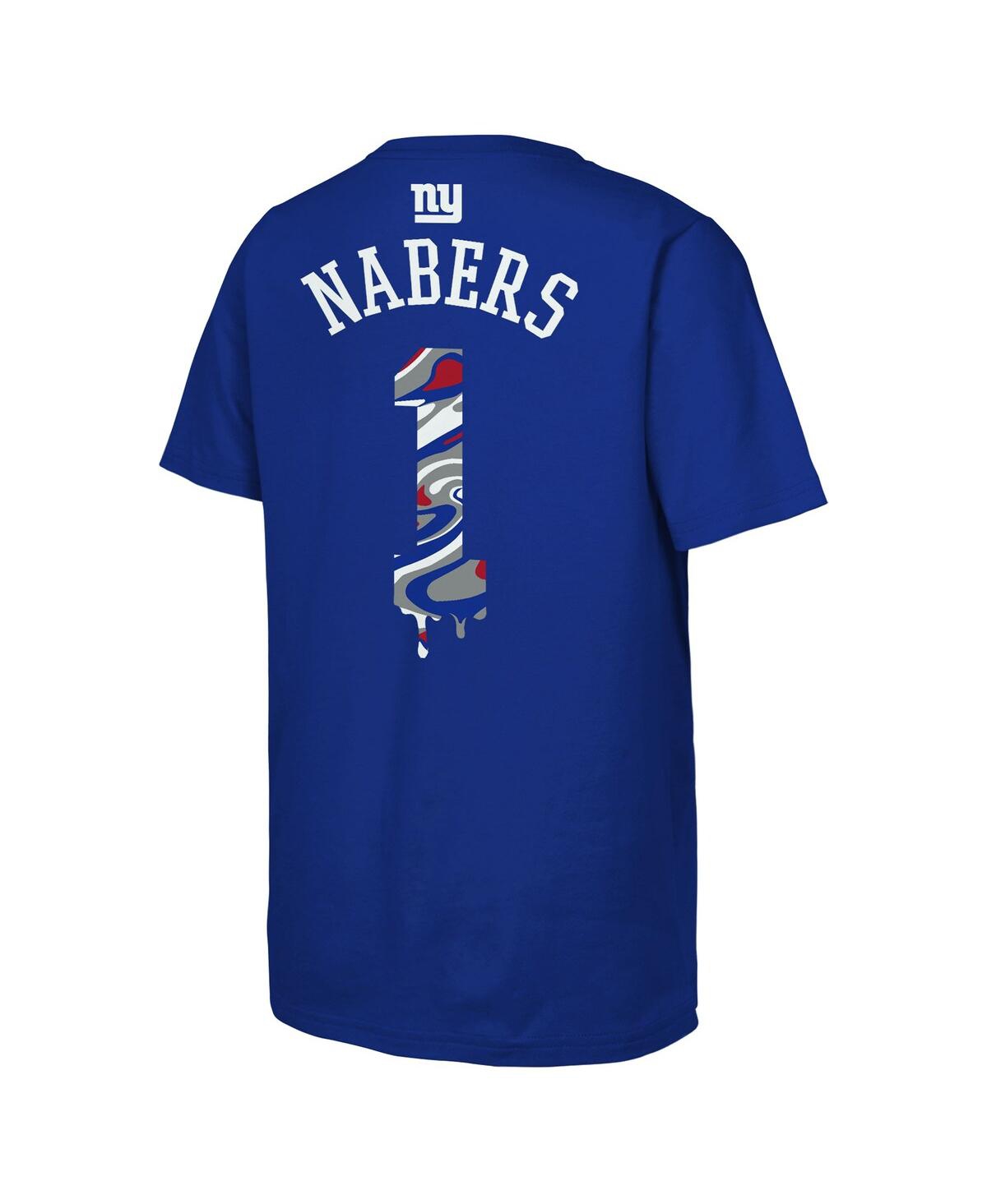 Outerstuff Big Boys And Girls Malik Nabers Royal New York Giants Mainliner Drip Player Name Number T-shirt In Blue