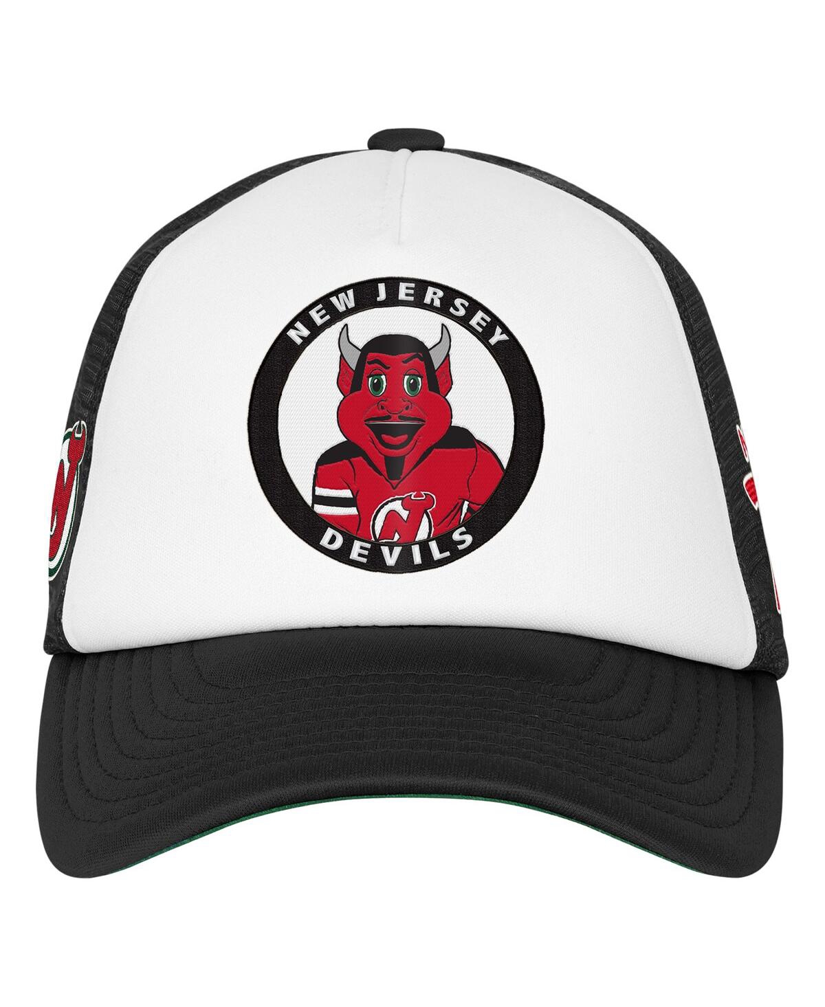 Mitchell & Ness Big Boys And Girls White New Jersey Devils Mascot Adjustable Trucker Hat In Brown