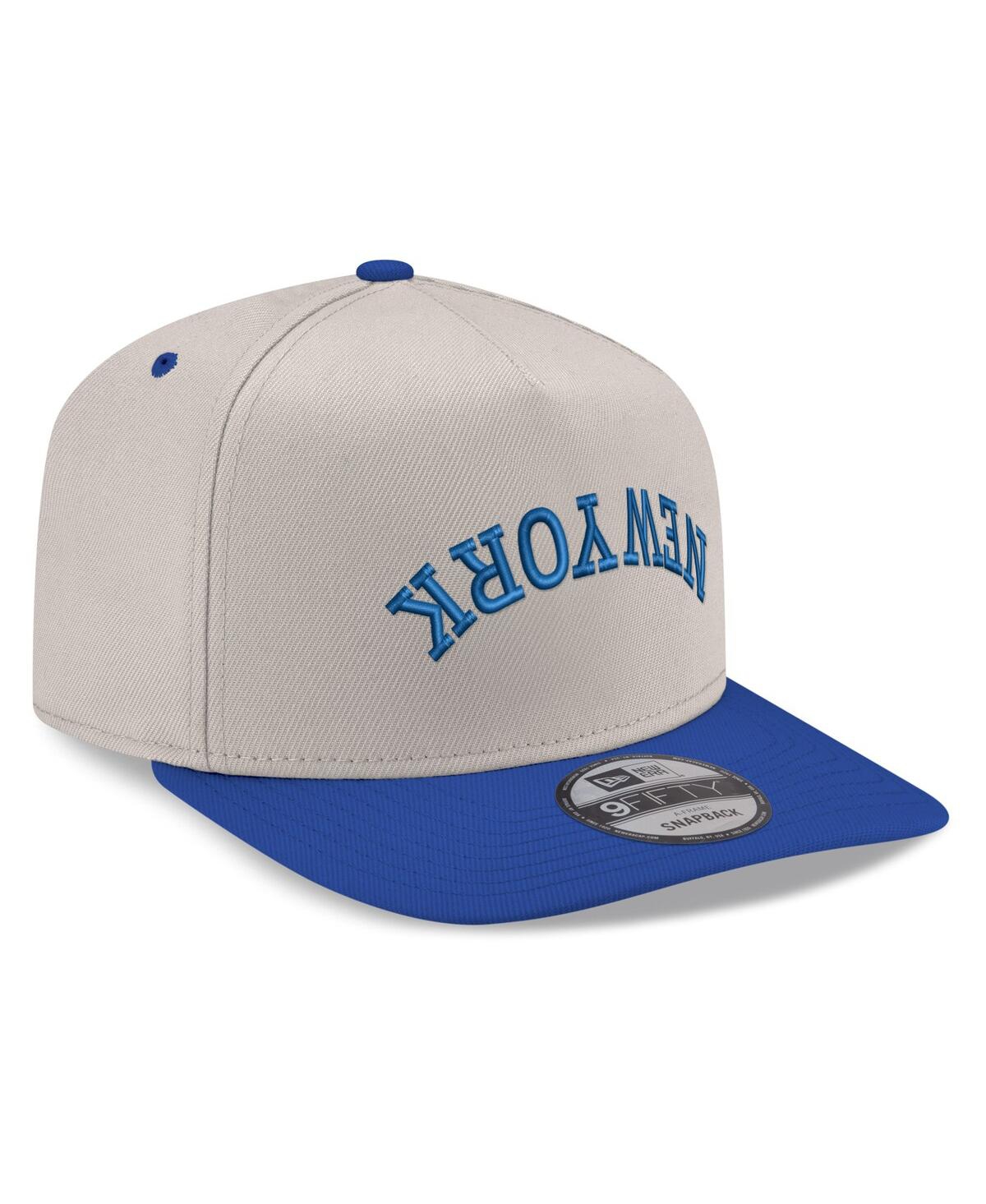 New Era Men's Cream/royal New York Mets Upside Down City Name A-frame 9fifty Snapback Hat In Gray