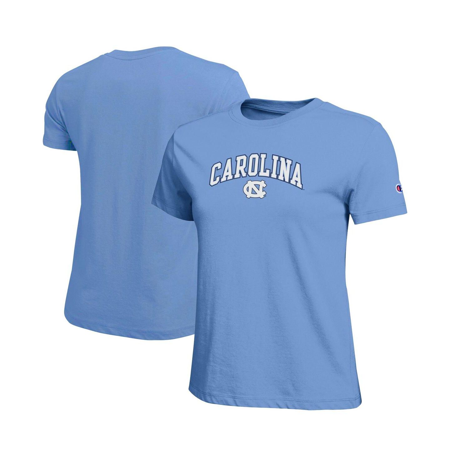 Женские футболки Champion Light Blue North Carolina Tar Heels Arched Over Logo — фото 1