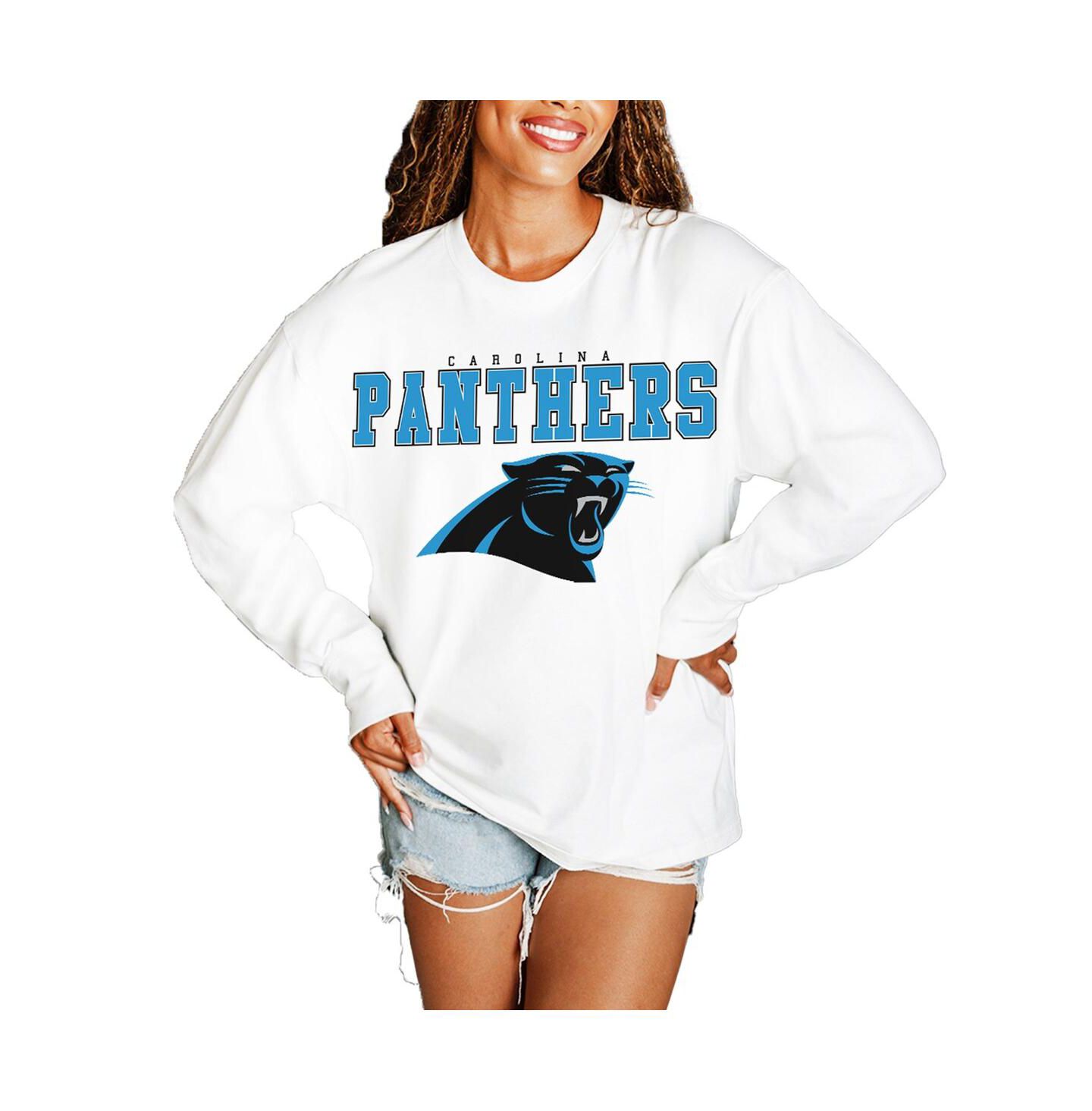 Женская футболка Gameday Couture White Carolina Panthers Big Goals Oversized Long Sleeve — фото 1