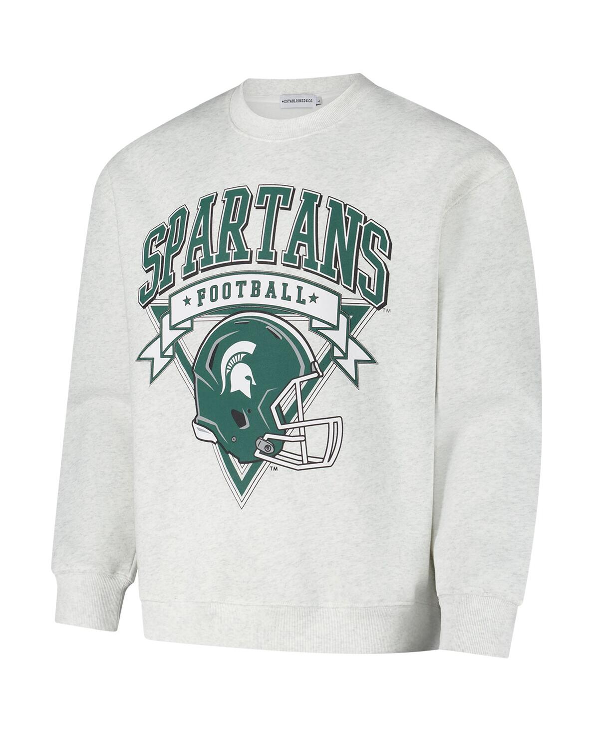 Established & Co. Men's And Women's Ash Michigan State Spartans Vintage Crest Pullover Sweatshirt In Gray