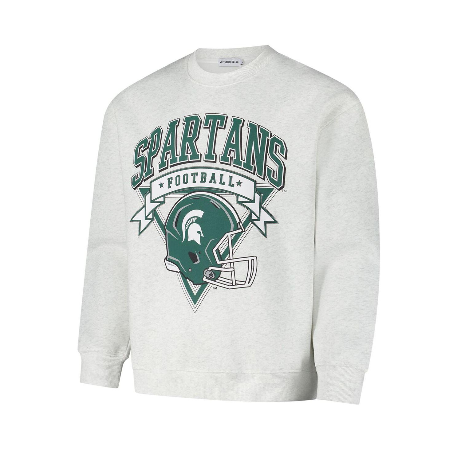 Men's and Women's Ash Michigan State Spartans Vintage Crest Pullover Sweatshirt