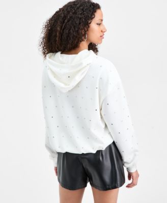 Women's Rhinestone-Embellished Bubble-Hem Hoodie, Macy's Exclusive