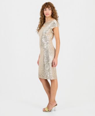 Women's Sequin Cutout Cap Sleeve Sheath Dress