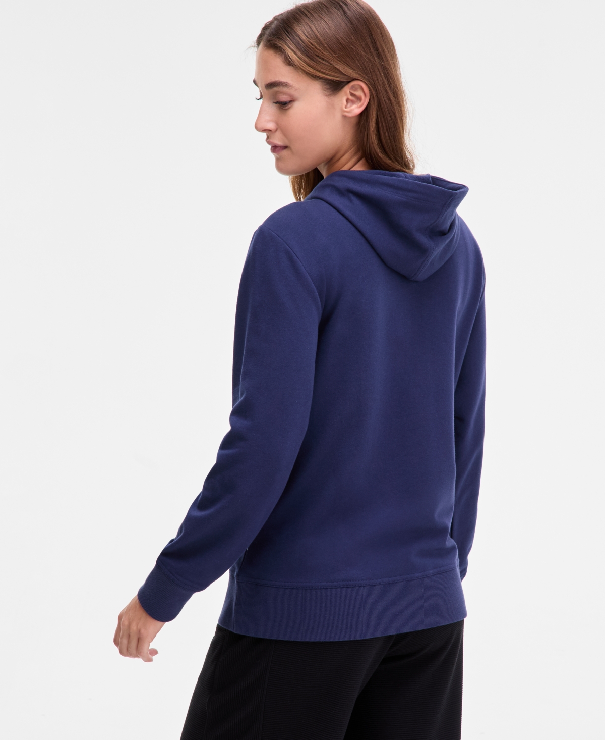 Id Ideology Women's Relaxed Zip-front Long-sleeve Fleece Hoodie, Created For Macy's In Blue