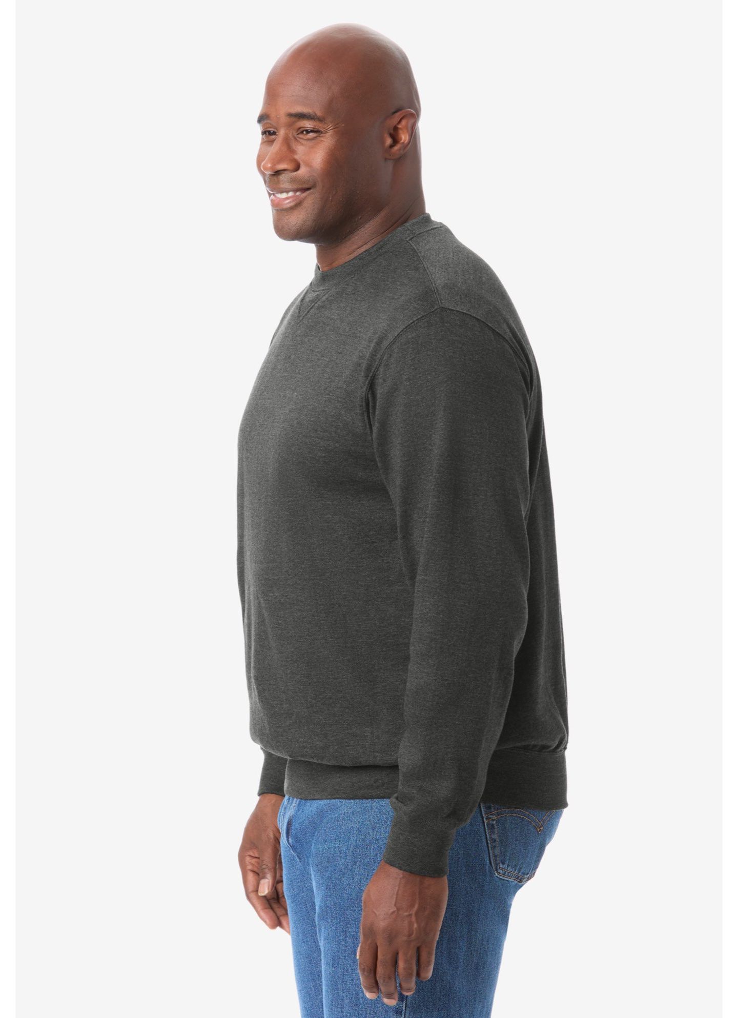 Мужская толстовка KingSize Ultra-Comfort Fleece Crewneck, цвет: Чёрный — фото 3