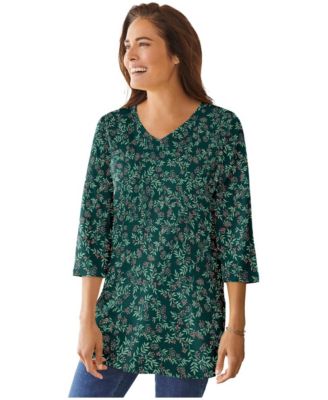 Women's Within Perfect Printed Three-Quarter-Sleeve V-Neck Tunic