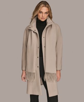 Women's Snap Button Scarf Coat