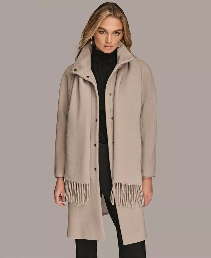 Women's Snap Button Scarf Coat - thumbnail 6
