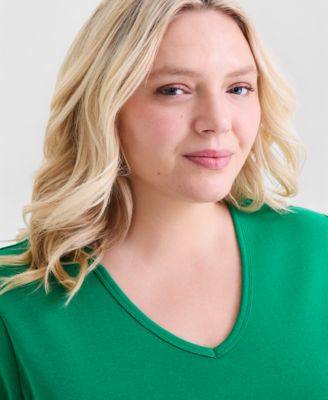 Plus Size Short-Sleeve V-Neck Top