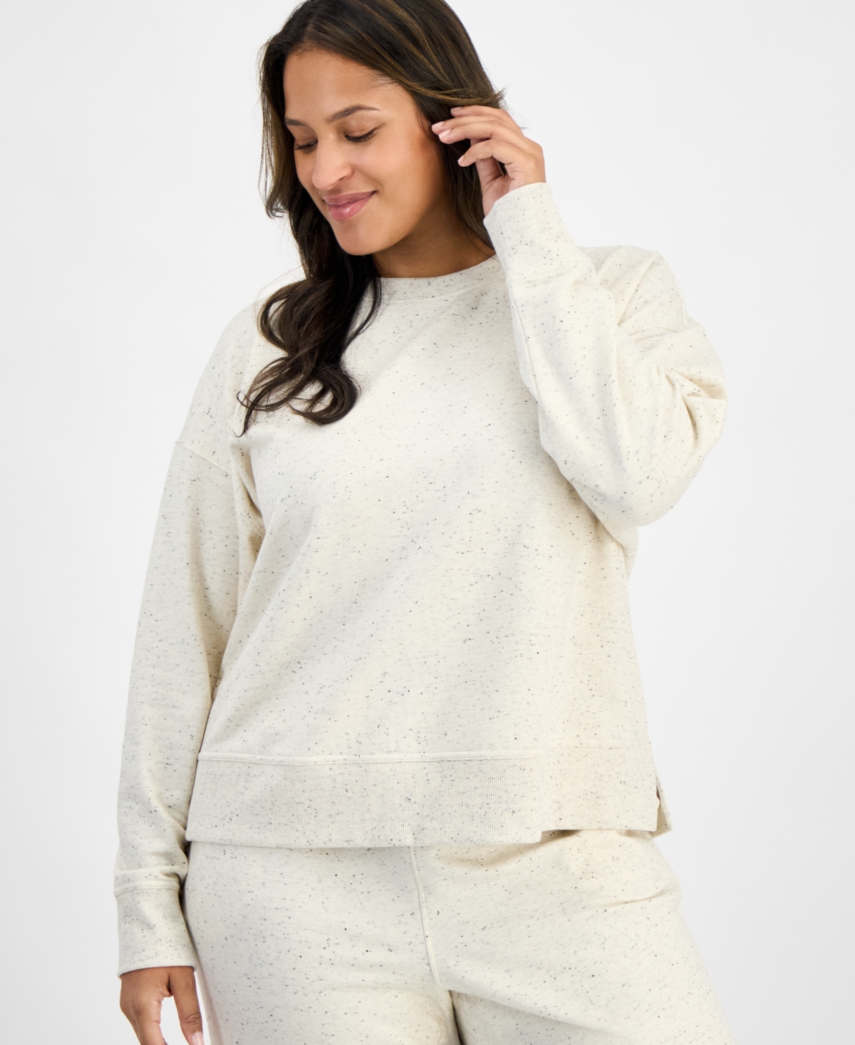 Id Ideology Plus Size Fleece Crewneck Sweatshirt, Macy's Exclusive In White