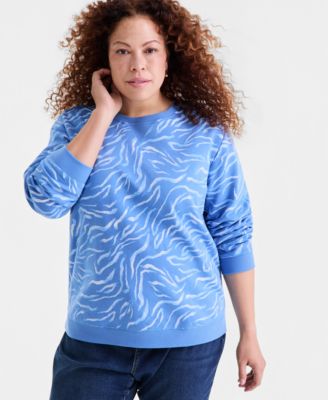 Plus Size Zebra Brush Crewneck Sweatshirt, Macy's Exclusive