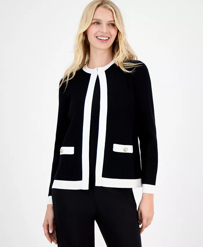 Women's Waffle-Knit Kissing-Front Jacket, Regular & Petite