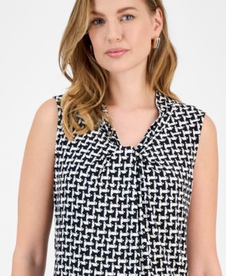 Women's Printed Knot-Neck Sleeveless Top