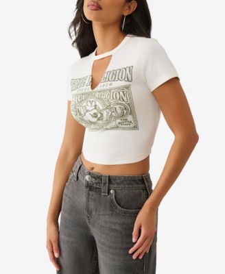 Women's Crystal Buddha Keyhole Baby T-Shirt