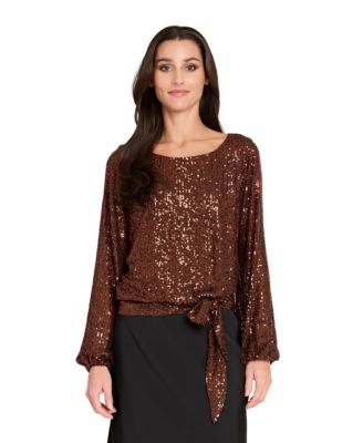 Tahari ASL - Women's Long Sleeve Sequin Top
