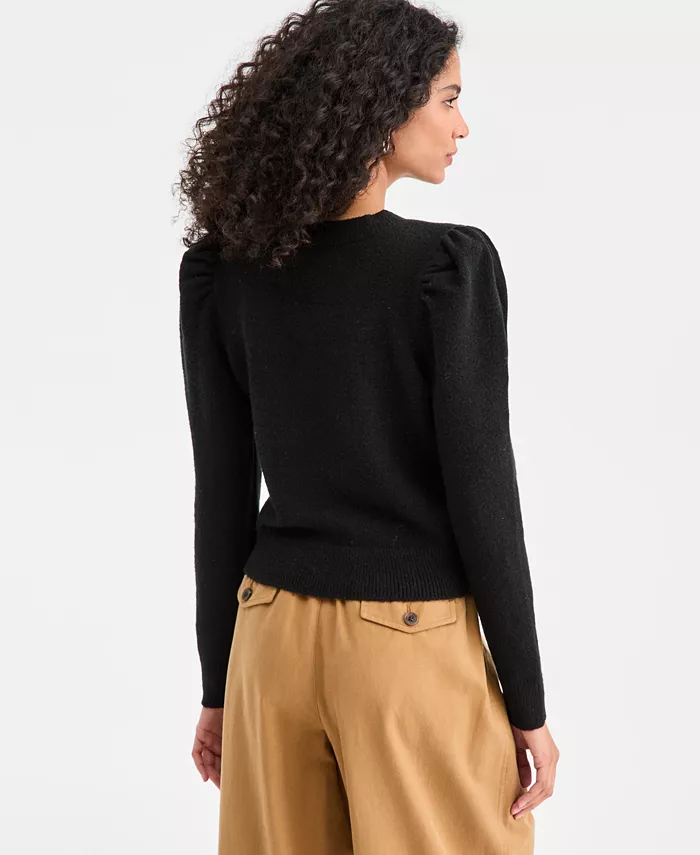 Women's Puff-Sleeve Crewneck Sweater - thumbnail 8