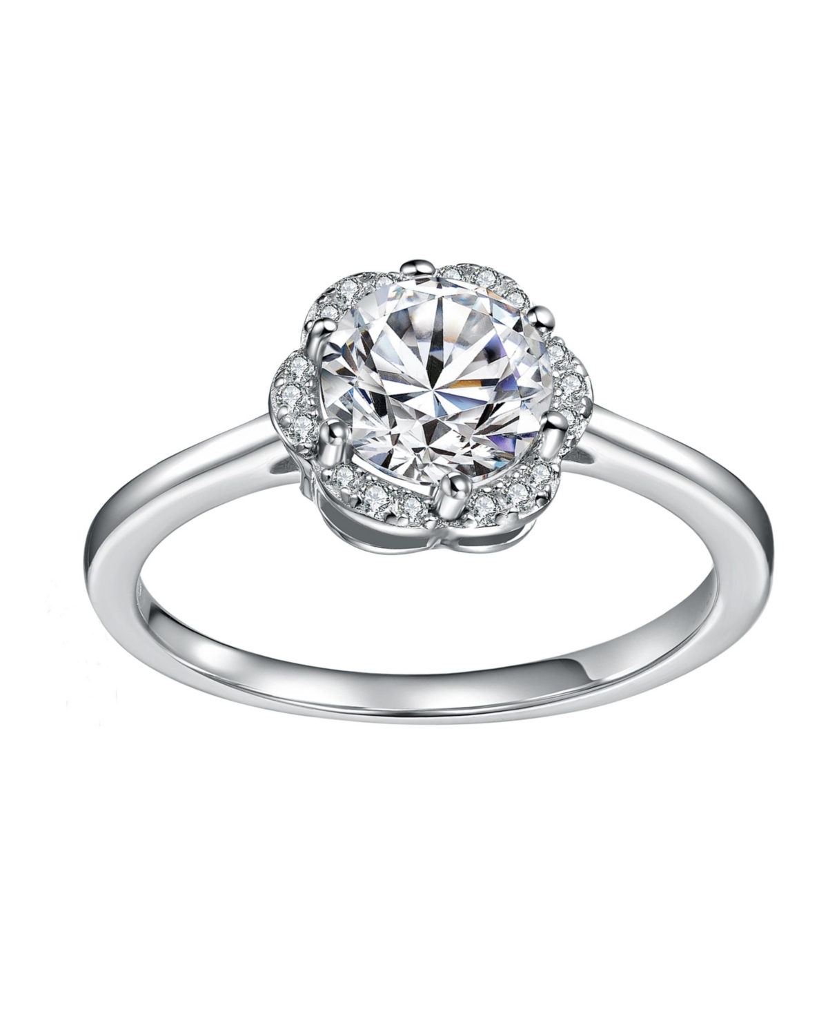 Stella Valentino Adjustable Sterling Silver 1ct Lab-Grown Moissanite Ribbon Pave Band Ring