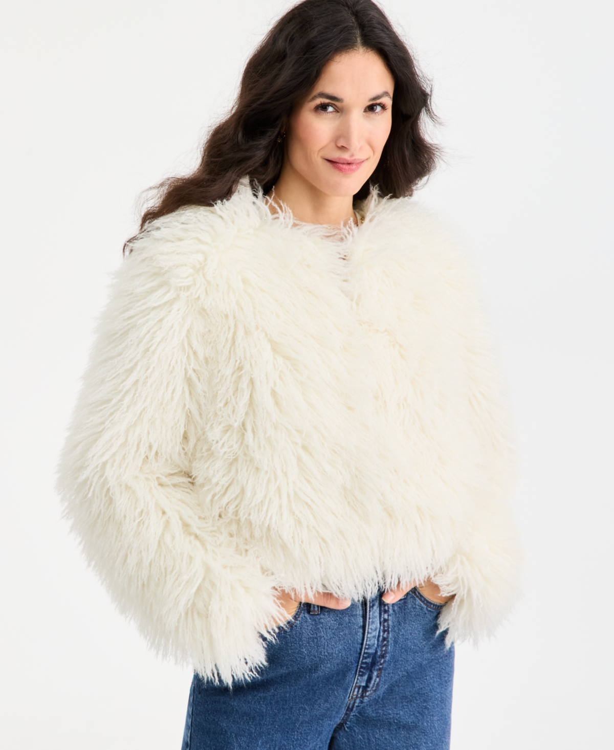 On 34th Women's Solid Faux-fur Completer Jacket, Macy's Exclusive In White