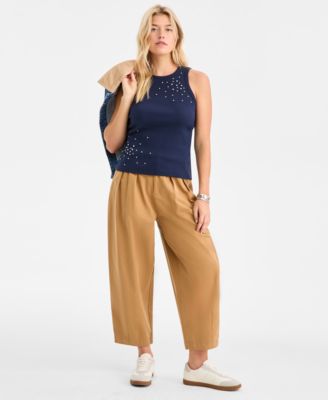 Women's Embellished Ribbed Knit Sleeveless Top, Macy's Exclusive